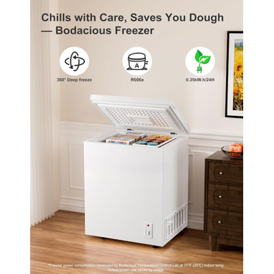 3.5 Cu.Ft Compact Chest Freezer - Energy-Efficient Deep Freezer with 360 Cooling — Feilong, model FLG-72Q-WHITE