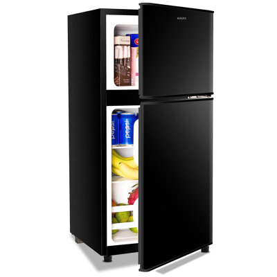 3.5 Cu.Ft Mini Fridge with Freezer, 2-Door Compact Refrigerator with 7-Level Thermostat & Removable Shelves for Home/Office/Dorm - Black | Fridge.com