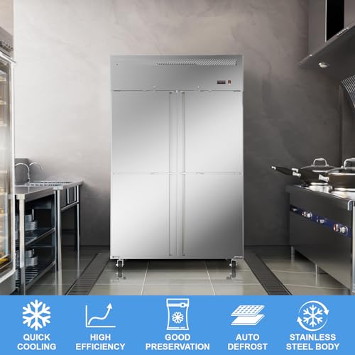 Commercial Freezer 48"W 4 Door Stainless Steel Reach-In Solid Door Upright Freezer Fan Cooling 36 cu.ft Freezers -8-1°F For Restaurant, Bar, Shop - View 3 | Fridge.com