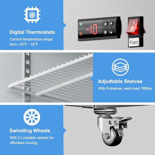 Commercial Freezer 48"W 4 Door Stainless Steel Reach-In Solid Door Upright Freezer Fan Cooling 36 cu.ft Freezers -8-1°F For Restaurant, Bar, Shop - View 5 | Fridge.com