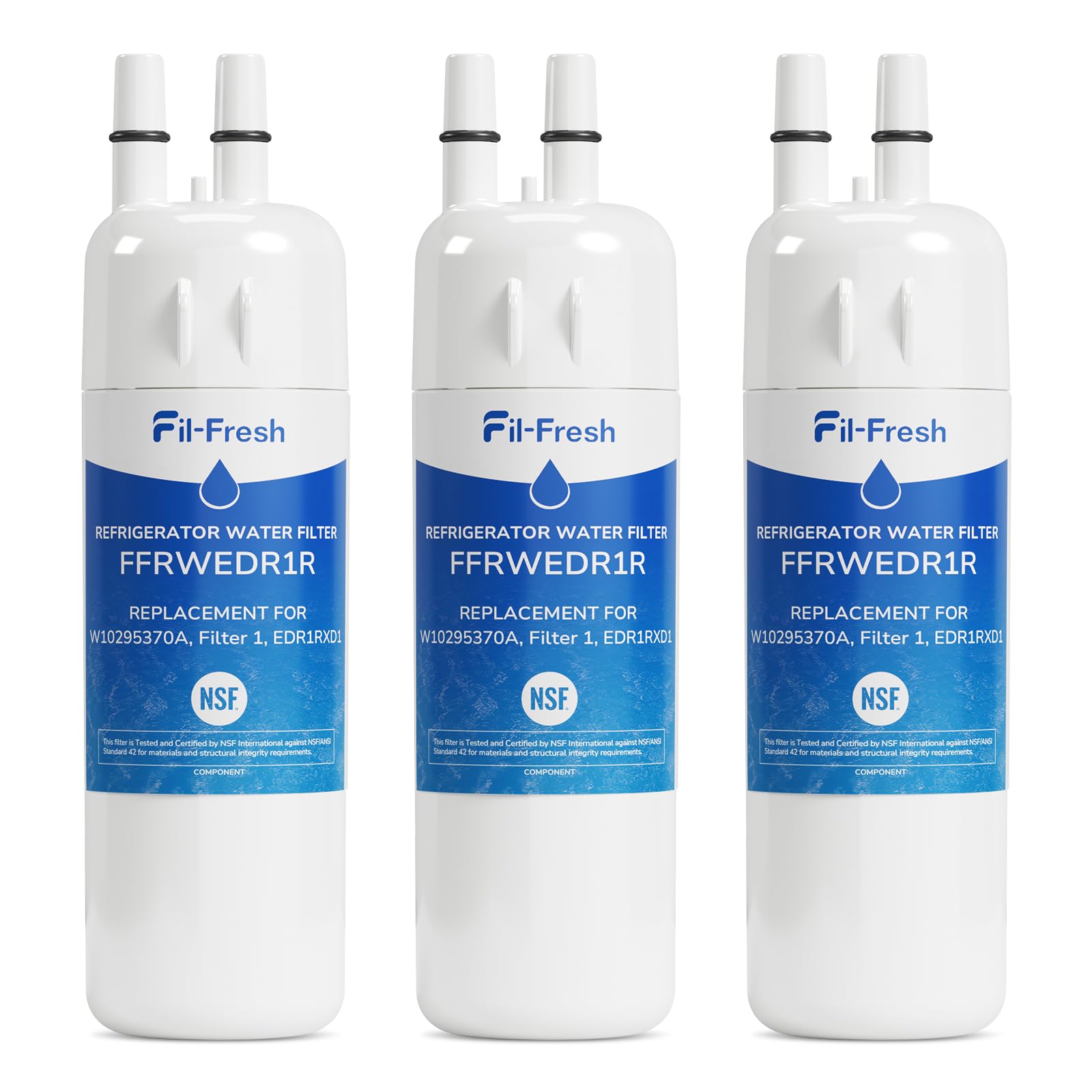 Fil-Fresh EDR1RXD1 Refrigerator Water Filter Replacement for EveryDrop® Filter 1, Whirlpool® W10295370A, WHR1RXD1, KAD1RXD1, P4RFWB, P8RFWB2L, Kenmore® 46-9081, 46-9930, Fridge Water Filter, 3 Packs | Fridge.com