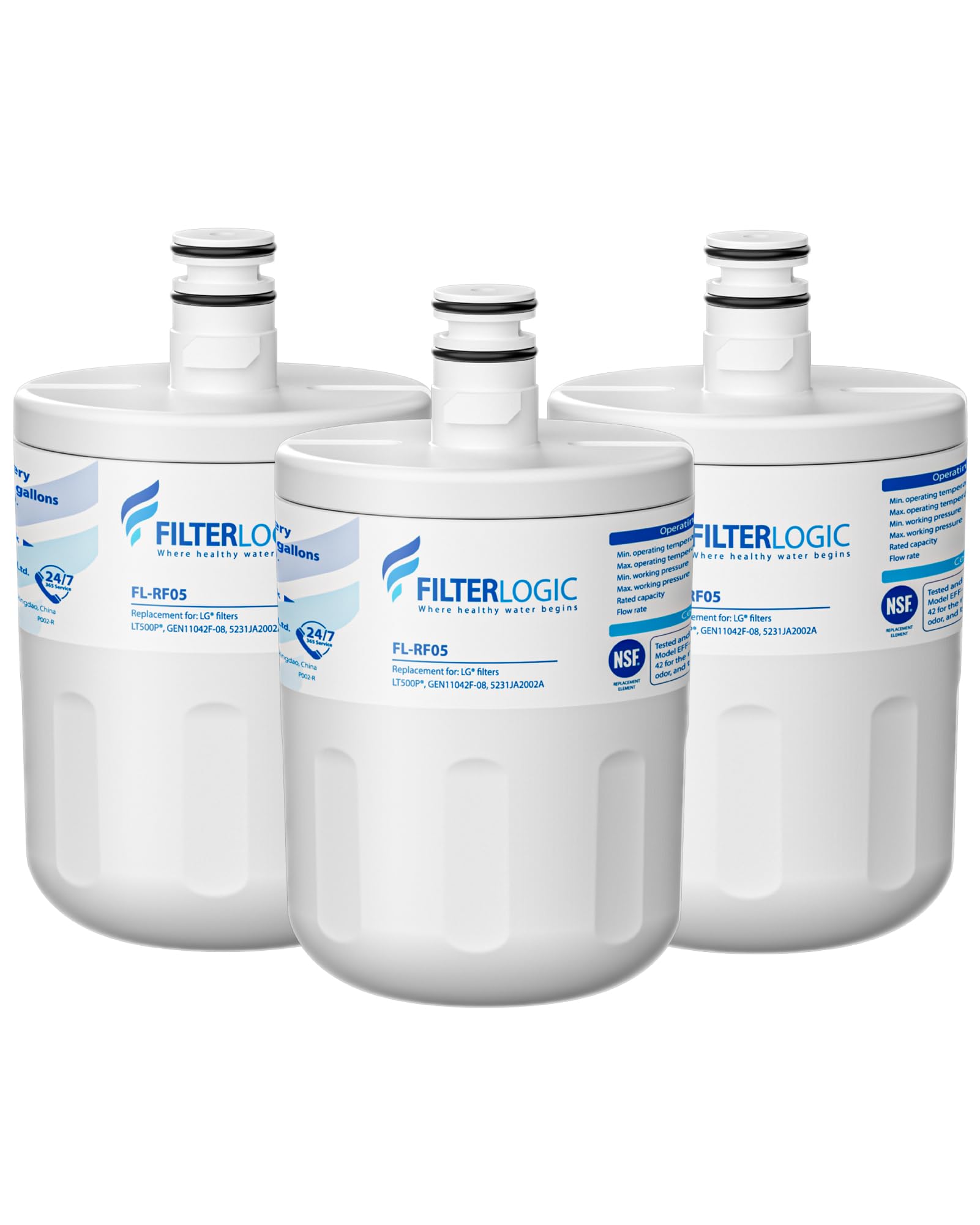 Filterlogic 5231JA2002A Refrigerator Water Filter, Replacement For LG® LT500P®, GEN11042FR-08, ADQ72910911, ADQ72910901, Kenmore 9890, 46-9890, LFX25974ST, LMX25964ST, LSC27925ST, 3 Pack - View 1 | Fridge.com