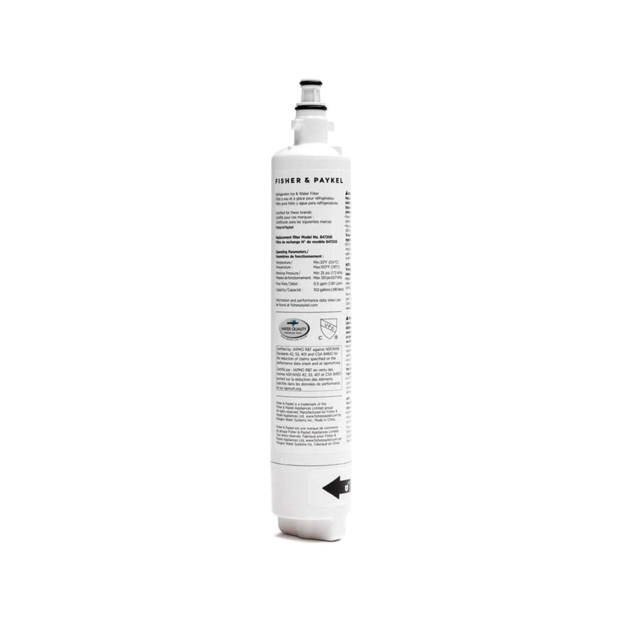 Refrigerator Water Filter 847200, Fisher & Paykel Kitchen Fridge Filter Replacement Part - Iapmo Certified Filters To Remove Contaminants, Chemicals, And Chlorine For Fresher Tasting Drinking | Fridge.com
