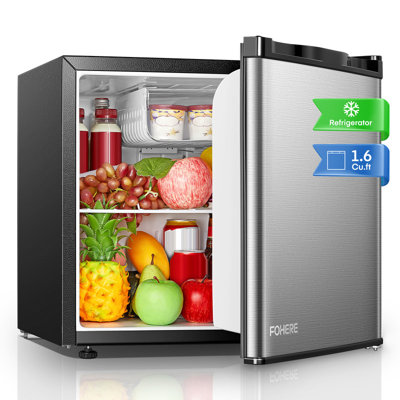 1.6 Cu.ft Mini Fridge For Bedroom With Freezer, Small Refrigerator With 7-temperature Control, Stainless Steel | Fridge.com
