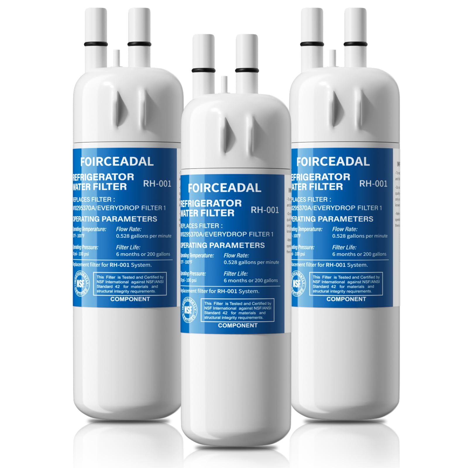 Foirceadal Upgraded W10295370a Water Filter Replacement Compatible With Whirlpool Edr1rxd1, Filter 1, Edr1rxd1b, Whr1rxd1, Kad1rxd1, P8rfwb2l, P4rfwb, Wd-F38, 46-9081, 46-9930, 3 Pack - View 1 | Fridge.com
