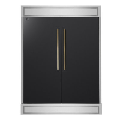 60 in. Wide Maderno 27.2 Cu. Ft. Built-In Side-by-Side Convertible Refrigerator/Freezer with Decorative Grill — Forno Appliances, model FFFFD1722-60MG-BLK