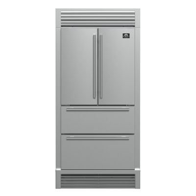 Moena 36" French Door 19.2 cu. ft Stainless Steel Refrigerator, with Decorative Grill - 40"es Wide — Forno, model FFRBI1820-40SG