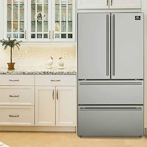 Forno Moena 36" Inch W. Refrigerator And Freezer With 19.2 Cu.Ft Total Capacity - French Door Counter Stainless Steel Freestanding Fridge With Ice Maker, Child Safety Lock And Touch Control - View 2 | Fridge.com