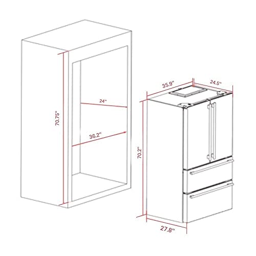 Forno Moena 36" Inch W. Refrigerator And Freezer With 19.2 Cu.Ft Total Capacity - French Door Counter Stainless Steel Freestanding Fridge With Ice Maker, Child Safety Lock And Touch Control - View 3 | Fridge.com