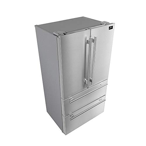 Forno Moena 36" Inch W. Refrigerator And Freezer With 19.2 Cu.Ft Total Capacity - French Door Counter Stainless Steel Freestanding Fridge With Ice Maker, Child Safety Lock And Touch Control - View 4 | Fridge.com