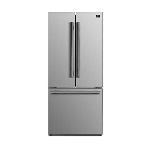 Forno 30" Inch w. French Door Refrigerator with Bottom Freezer and 17.5Cu. Ft. Total Capacity - Stainless Steel No Frost Fridge with Adjustable Glass Shelves and Child Safety Lock | Fridge.com