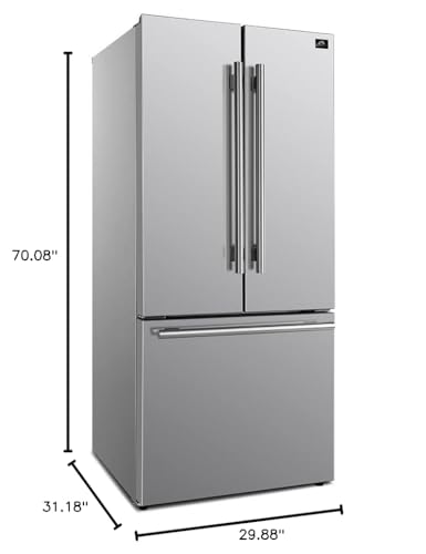 Forno 30" Inch W. French Door Refrigerator With Bottom Freezer And 17.5Cu. Ft. Total Capacity - Stainless Steel No Frost Fridge With Adjustable Glass Shelves And Child Safety Lock - View 2 | Fridge.com