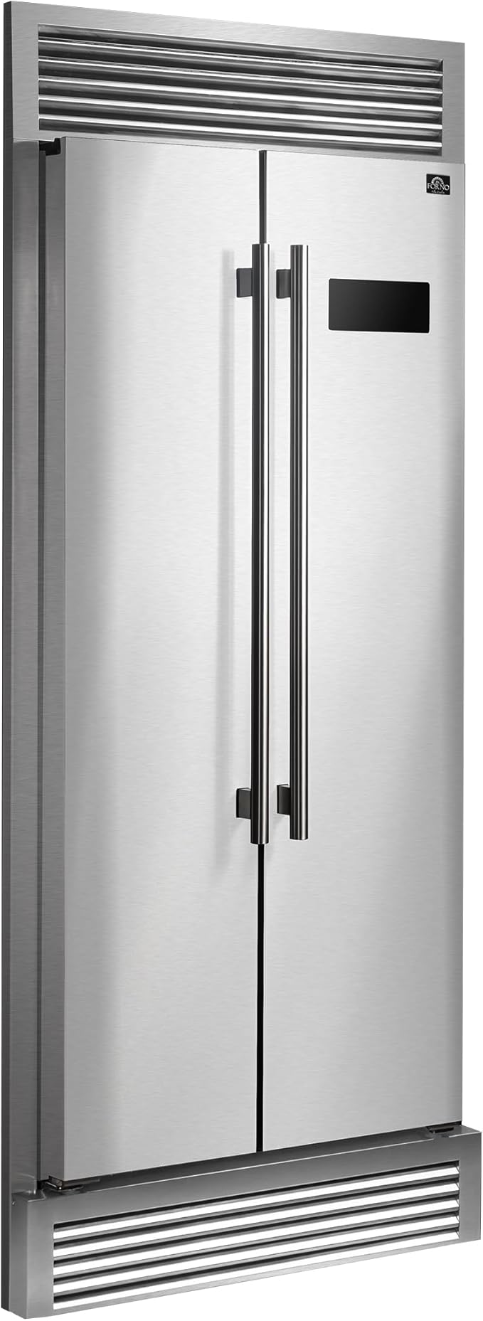 Forno Salerno 37-Inch French Door Refrigerator - 15.6 cu.ft. Stainless Steel With LED Touch Control, W/Trim, Fast Cool, Fast Freeze & Spill-Proof Shelves - View 3 | Fridge.com