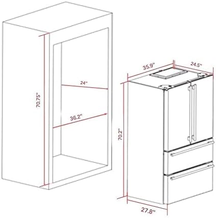 Forno Salerno 36" Side-By-Side Refrigerator And Freezer With 20 Cubic Ft.- Stainless Steel French Door Built-In Ice Maker Fridge - View 5 | Fridge.com