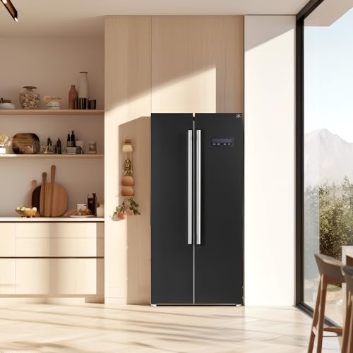 Forno Salerno 33-Inch Side-By-Side Refrigerator - 15.6 cu.ft. Refrigerator For Kitchen With LED Touch Control, Fast Cool, Fast Freeze, (Black) - View 2 | Fridge.com
