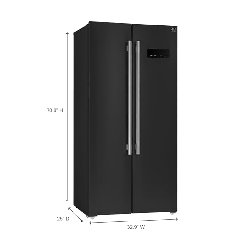 Forno Salerno 33-Inch Side-By-Side Refrigerator - 15.6 cu.ft. Refrigerator For Kitchen With LED Touch Control, Fast Cool, Fast Freeze, (Black) - View 3 | Fridge.com