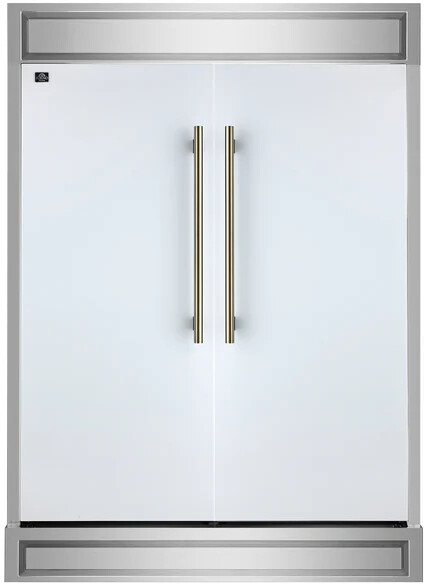 Forno Maderno 28" Convertible Upright Freezer/Refrigerator, 13.6 cu.ft., Energy Efficient Storage with both Stainles Steel and Antique Brass Handle, Left Swing Door - White | Fridge.com