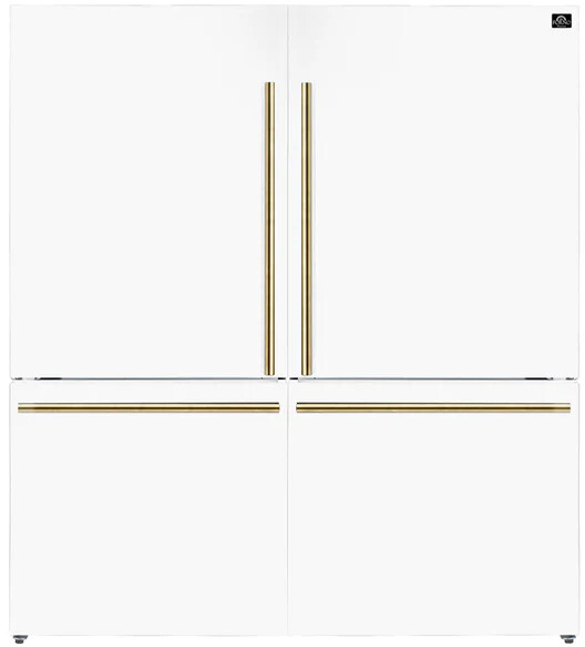 Forno 31" Milano Espresso Bottom Freezer Black, 17.2 cu.ft. Ice Maker, Antique Brass Handles | Fridge.com