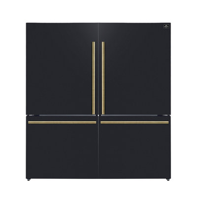Forno Milano 62-Inch 2-Piece Freestanding Refrigerator with Dual Bottom Freezers 34.4 cu.ft Touch Control Ice Maker – Black | Fridge.com