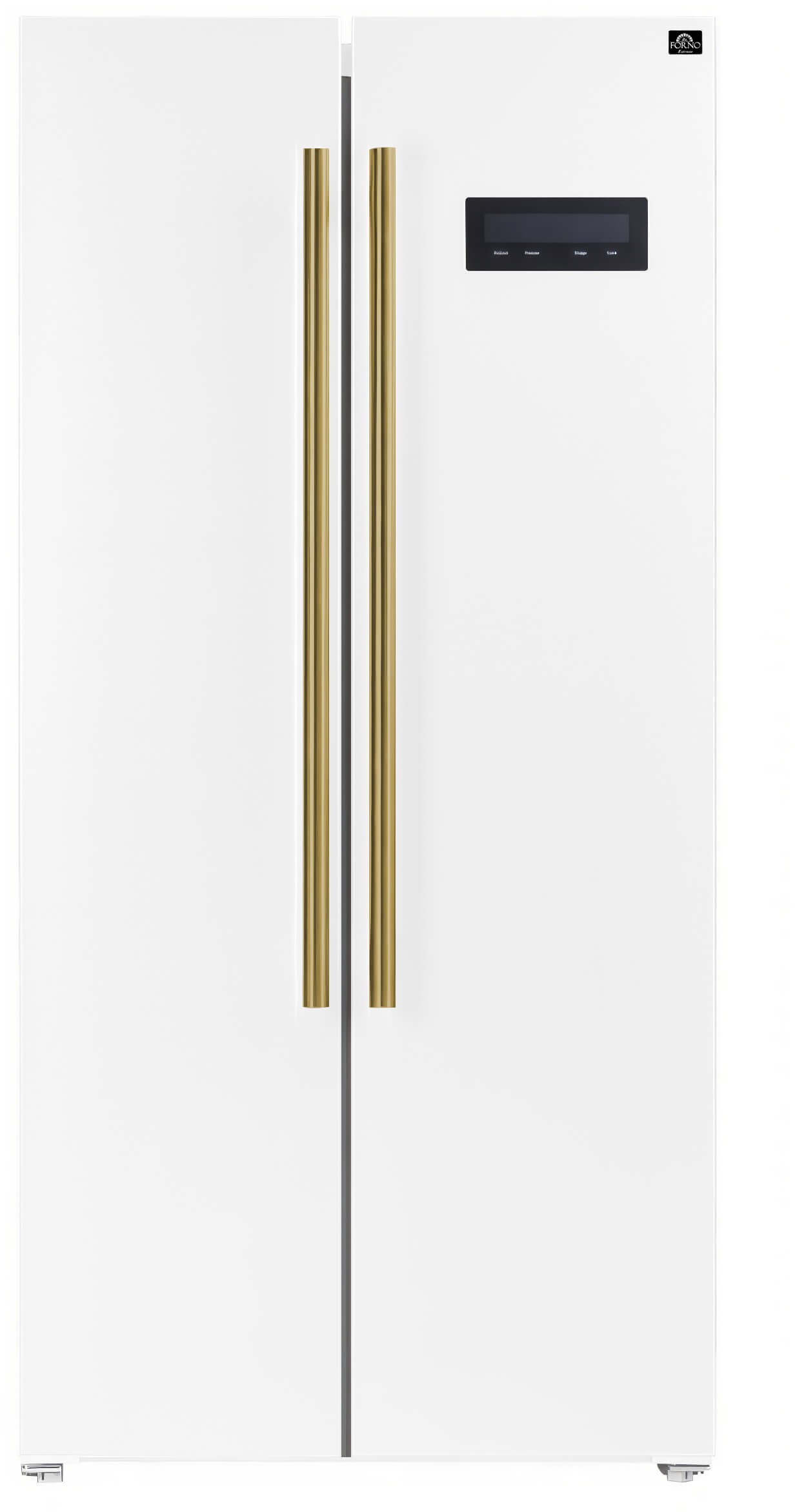 Salerno 33-inch Freestanding Side-by-Side Refrigerator, 15.6 cu.ft. with Antique Brass Handles | Fridge.com
