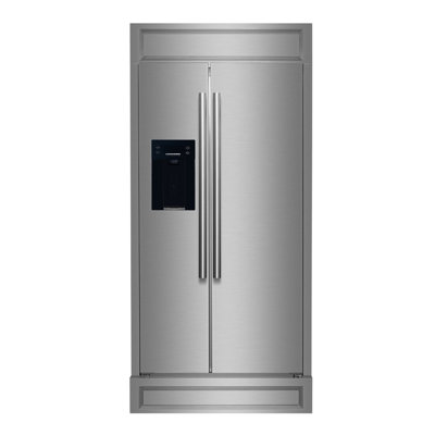 Salerno 36" Built-in Stainless-Steel Refrigerator 20 cu. ft with Modern Decorative Grill - 40" Wide — Forno, model FFRBI1844-40MG