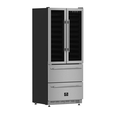 Campania 32" Wine Cooler Stainless Steel, Dual Wine Zones, 2 Beverage Drawers, 17.7 cu.ft. | Fridge.com