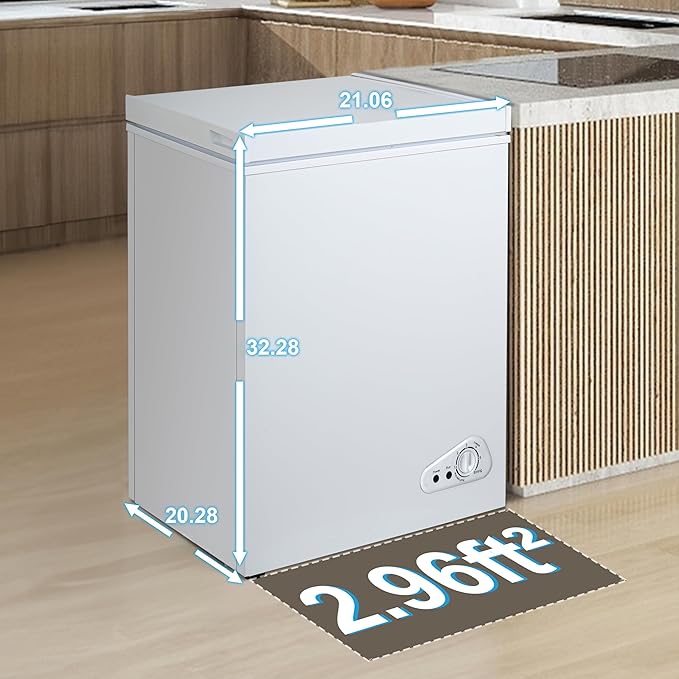 Fox Shack Chest Freezer 5.0 cu. ft Mini Deep Freezer, Compact And Efficient, Adjustable Temperature, Fast Cooling, And 2 Removable Baskets (White, 5.0 cu. ft) - View 3 | Fridge.com