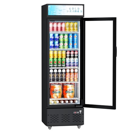 FreezLabs Commercial Glass Door Display Refrigerator 12 cu.ft Commercial Beverage Refrigerators with LED Light & 5 Shelves for Cafe, Restaurant, Store, Bar | Fridge.com