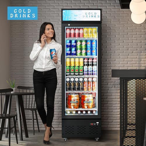 Freezlabs Commercial Glass Door Display Refrigerator 12 cu.ft Commercial Beverage Refrigerators With LED Light & 5 Shelves For Café, Restaurant, Store, Bar - View 2 | Fridge.com