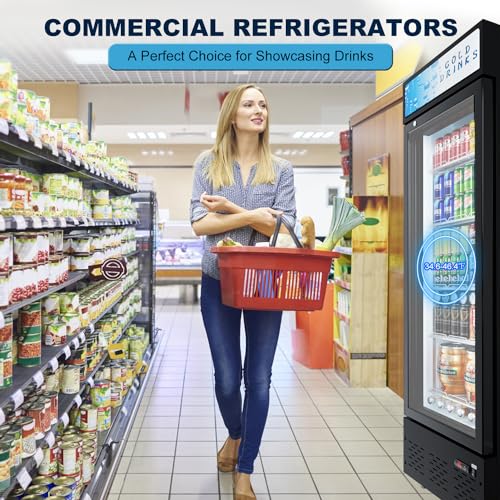 Freezlabs Commercial Glass Door Display Refrigerator 12 cu.ft Commercial Beverage Refrigerators With LED Light & 5 Shelves For Café, Restaurant, Store, Bar - View 3 | Fridge.com