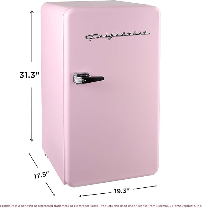 Frigidaire Retro Compact Refrigerator With Chiller, 3.2 cu ft Countertop Fridge, Built-In Bottle Opener, Rounded Corners, Premium, For Office, Bedroom, Dorm Room, Cabin, 18.5D X 20W X 31.5H (Pink) - View 6 | Fridge.com