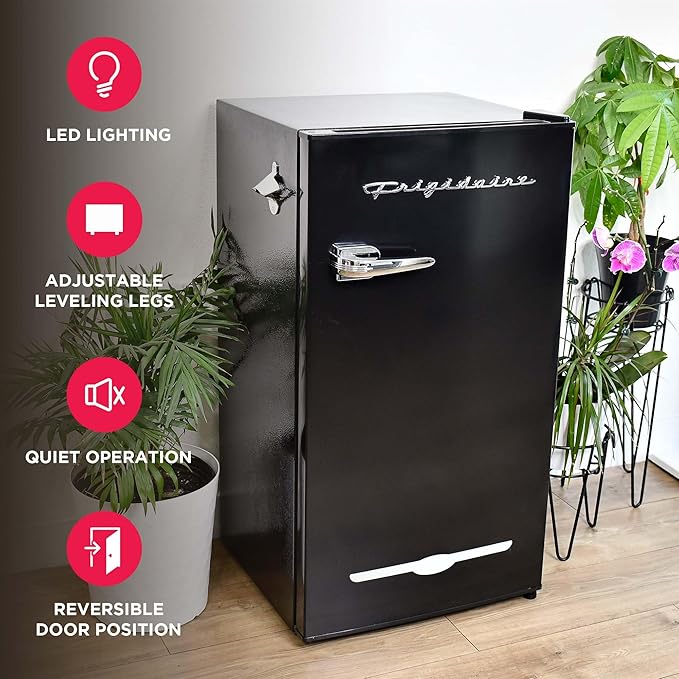 Frigidaire Efr376-Black 3.1 Cu Ft Black Retro Bar Fridge With Side Bottle Opener - View 3 | Fridge.com