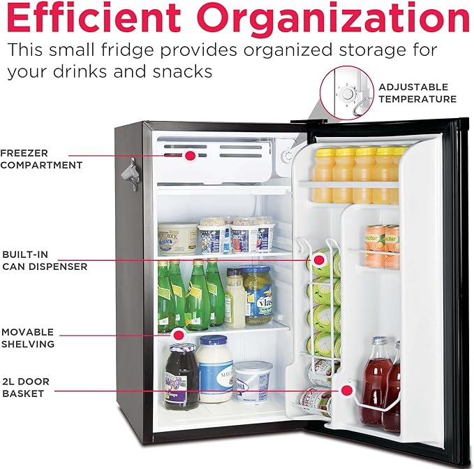 Frigidaire Efr376-Black 3.1 Cu Ft Black Retro Bar Fridge With Side Bottle Opener - View 4 | Fridge.com