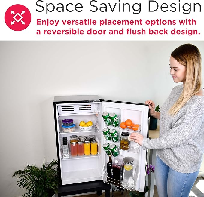 Frigidaire EFR331 Single Door Compact Refrigerator - Adjustable Thermostat Control - Reversible Doors - Front Blackboard, Write And Erase - Ideal For Dorm, Office, RV, Room - Black, 3.2 Cubic Feet - View 6 | Fridge.com