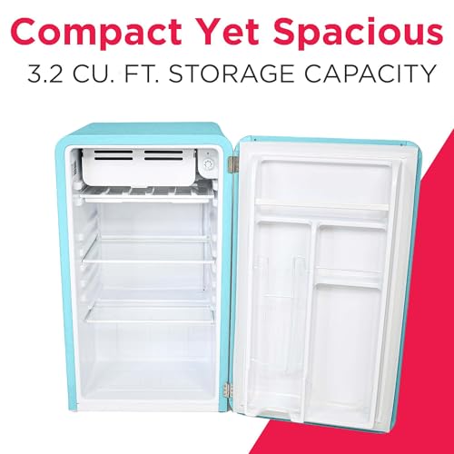 Frigidaire EFR372-BLUE 3.2 cu ft Blue Retro Compact Rounded Corner Premium Mini Fridge - View 4 | Fridge.com