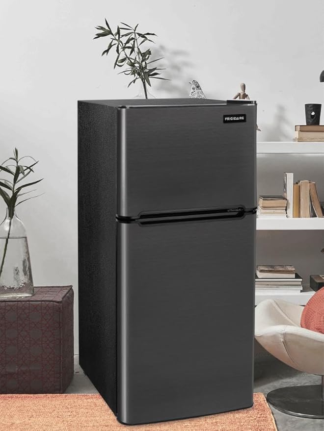 FRIGIDAIRE 2 Door Refrigerator/Freezer, 4.6 cu ft, Black Stainless Steel, Gunmetal | Fridge.com