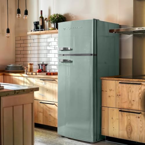 Frigidaire Efr753 Retro Apartment Size Refrigerator With Top Freezer - 2 Door Fridge With 7.5 Cu Ft Of Storage Capacity, Adjustable Spill-Proof Shelves, Door & Crisper Bins, Mint - View 2 | Fridge.com