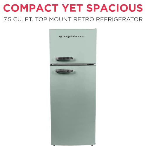 Frigidaire Efr753 Retro Apartment Size Refrigerator With Top Freezer - 2 Door Fridge With 7.5 Cu Ft Of Storage Capacity, Adjustable Spill-Proof Shelves, Door & Crisper Bins, Mint - View 4 | Fridge.com