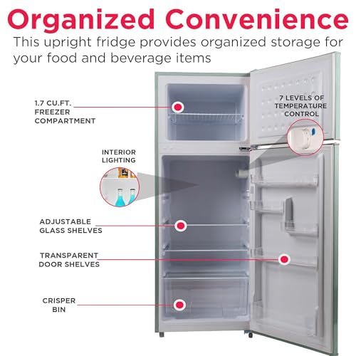 Frigidaire Efr753 Retro Apartment Size Refrigerator With Top Freezer - 2 Door Fridge With 7.5 Cu Ft Of Storage Capacity, Adjustable Spill-Proof Shelves, Door & Crisper Bins, Mint - View 6 | Fridge.com