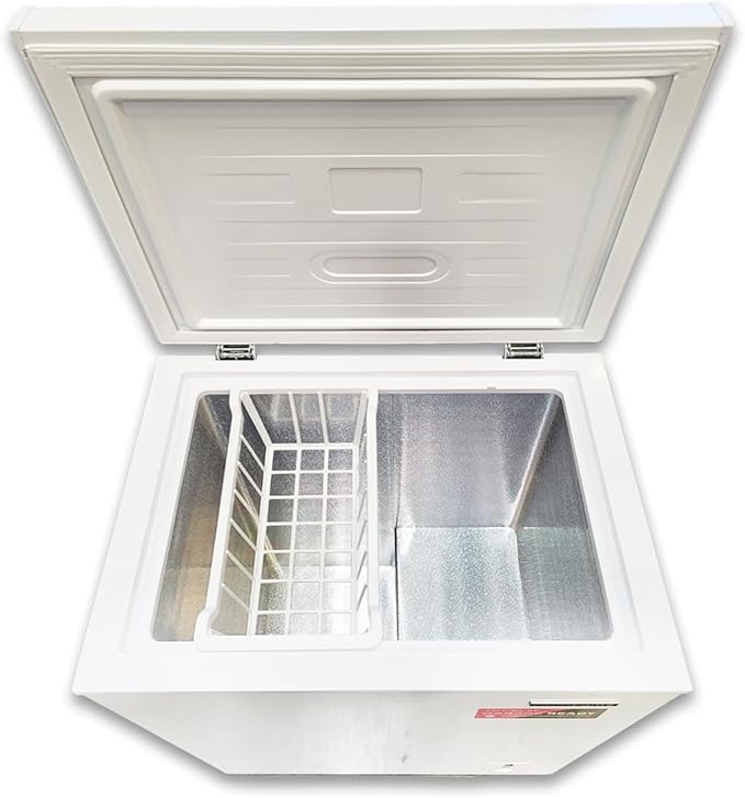 Frigidaire EFRF3003 Chest Deep Freezer - Garage-Ready, 3.5 cu. ft. Capacity, White - Adjustable Thermostat - Removable Vinyl Coated Wire Basket - Easy Defrost Drain - View 4 | Fridge.com