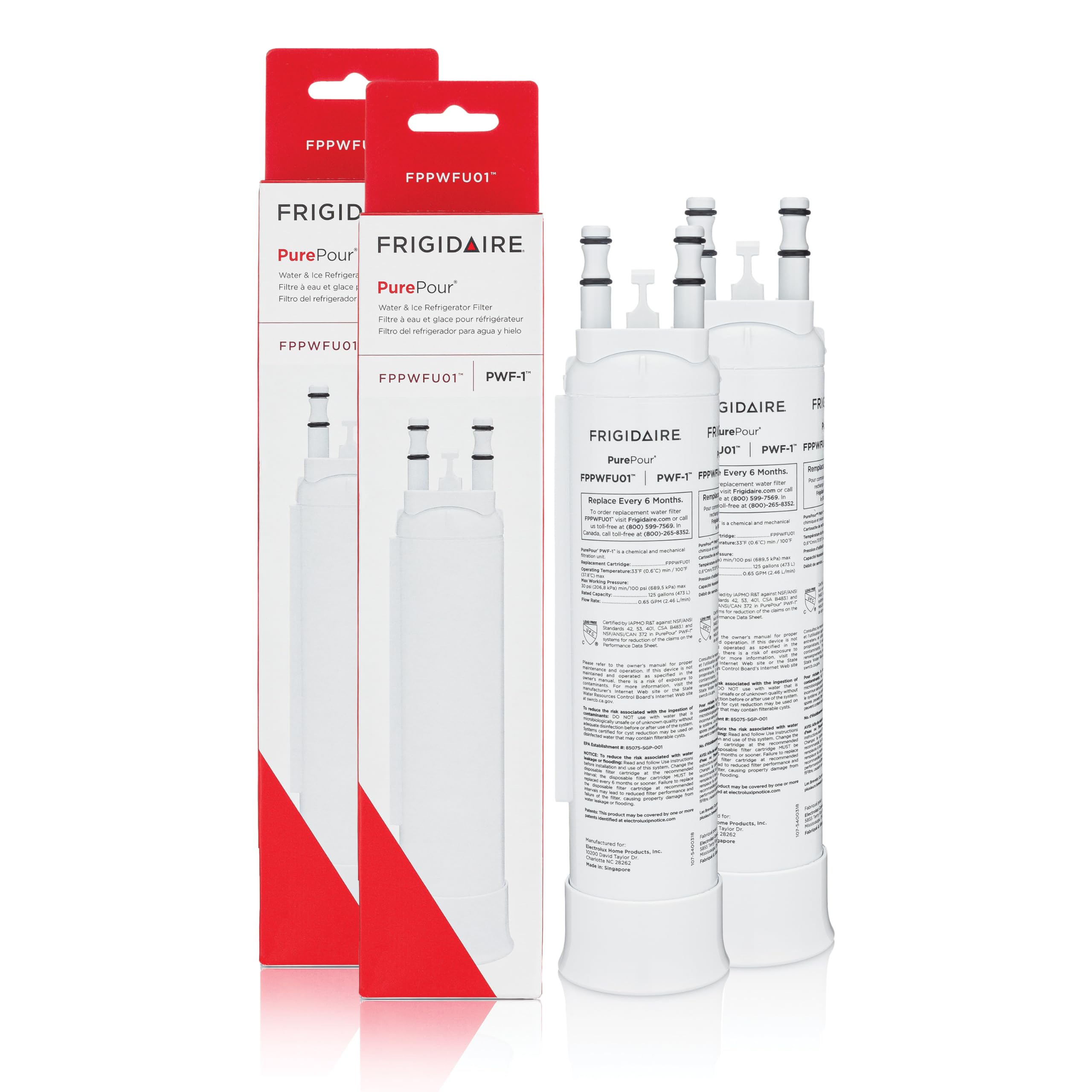 Frigidaire FPPWFU01 PurePour™ PWF-1™ Refrigerator Water Filter Replacement | Set of 2 | Fridge.com