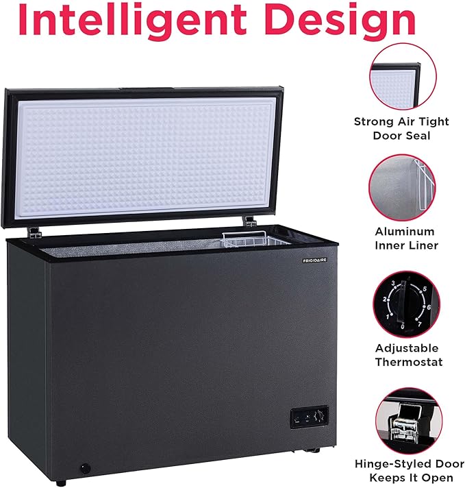 Frigidaire Chest Deep Freezer, 10 Cu. Ft. Capacity, Granita Rugged Design-Adjustable Thermostat-Removable Vinyl Coated Wire Basket-Easy Defrost Drain - View 3 | Fridge.com
