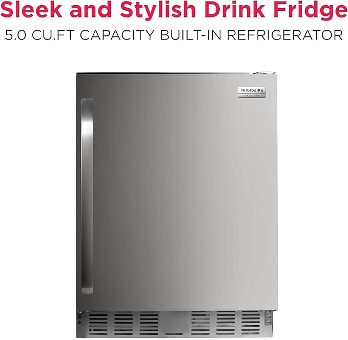Frigidaire 5.0 cu ft./142L Capacity Built In Under Counter Fridge. Frost Free, Staineless Steel - View 3 | Fridge.com