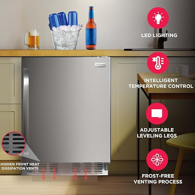 Frigidaire 5.0 cu ft./142L Capacity Built In Under Counter Fridge. Frost Free, Staineless Steel - View 4 | Fridge.com