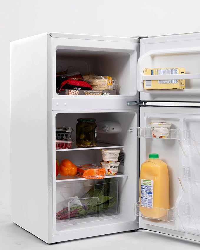 Frigidaire Compact Refrigerator With Top Freezer - 2 Door Fridge With 3.2 cu ft, Contemporary Series, White - View 4 | Fridge.com