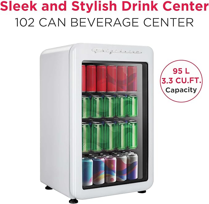 Frigidaire Retro Compact Refrigerator With Glass Door, 3.2 cu ft Countertop Fridge, Rounded Corners, Premium, For Office, Bedroom, Dorm Room, Cabin - View 2 | Fridge.com