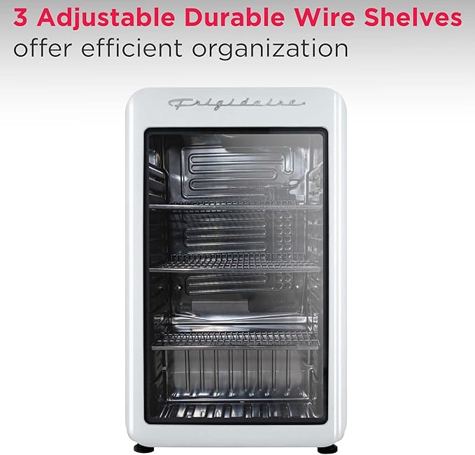 Frigidaire Retro Compact Refrigerator With Glass Door, 3.2 cu ft Countertop Fridge, Rounded Corners, Premium, For Office, Bedroom, Dorm Room, Cabin - View 6 | Fridge.com