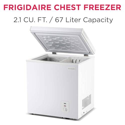 Frigidaire Chest Deep Freezer, 2.0 cu. ft. Capacity, Adjustable Thermostat-Removable Vinyl Coated Wire Basket-Easy Defrost Drain- Garage Ready- Pearl White - View 3 | Fridge.com