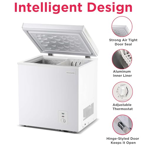 Frigidaire Chest Deep Freezer, 2.0 cu. ft. Capacity, Adjustable Thermostat-Removable Vinyl Coated Wire Basket-Easy Defrost Drain- Garage Ready- Pearl White - View 4 | Fridge.com