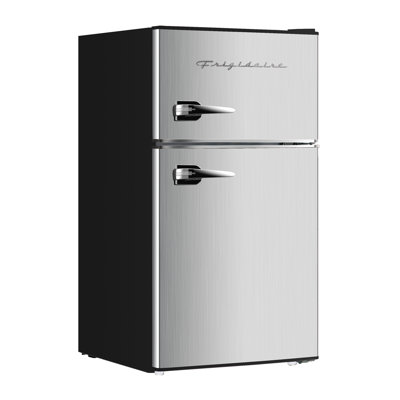 Frigidaire 3.2-Cu Ft. 2-Door Retro Compact Refrigerator With Freezer, Platinum Design With Chrome Trim - View 1 | Fridge.com